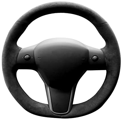 Alfanxi Auto Lenkradabdeckung Wrap Alcantara Lenkradschutz Aufkleber Kompatibel mit Tesla Model 3/Y (A1)