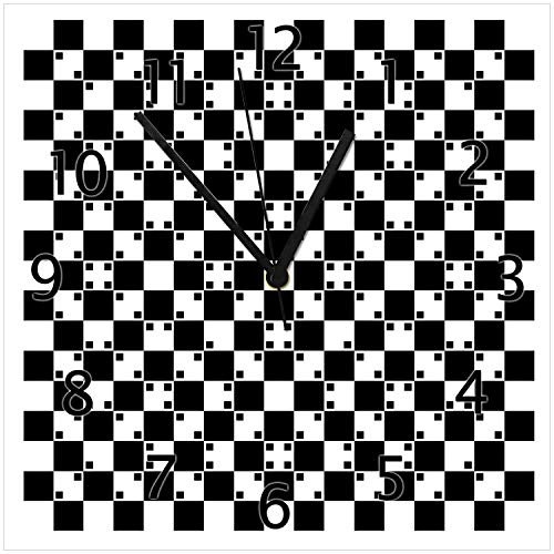 Wallario Design-Wanduhr Optische Täuschung - Illusion - schwarz weiß II aus Glas, Motiv-Uhr Größe 30 x 30 cm, Schwarze Zeiger