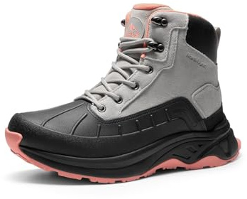 NORTIV 8 Stivali Trekking Impermeabili Donna Calzature per Outdoor, Escursionismo, Campeggio e Trail,Size 38.5,Grigio Chiaro/Rosa,SNHB2312W