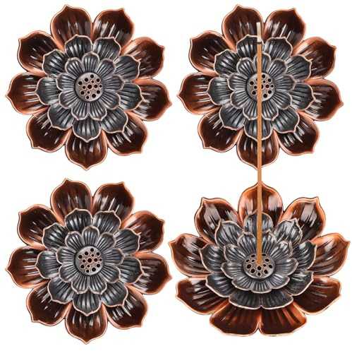 4 Pcs Incense Holder,Lotus Incense Stick Holders Burner Holder Detachable Incense Ash Catcher with 6 Incense Holes for Office Tea House Meditation Yoga SPA Home Fragrance Decor