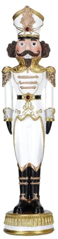 Timstor Nussknacker Soldat Weihnachten Nutcracker 35cm Polyresin Weiß und Gold