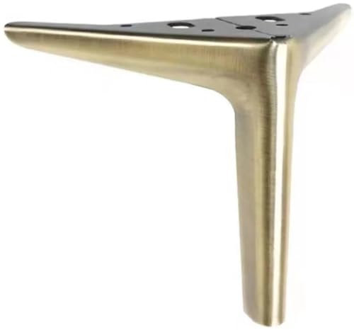 DOCIM Furniture Legs Set of 4, Heavy Duty Brass, 9.8in/25cm, Industrial Style, Square Shape, Screw-In Installation, Suitable for Chairs, Tables, Cabinets, Sofas, Beds, Bathrooms