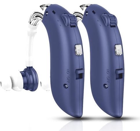 DELLONA High-Performance Hearing Aids for Seniors, OTC Rechargeable Hearing Aid for People with Severe Hearing Loss with Intelligent Noise Reduction (Pair), 4 Modes - Comfortable Hearing Aid devices for elderly, Over The Counter Hearing Aids (Blue Type-C)
