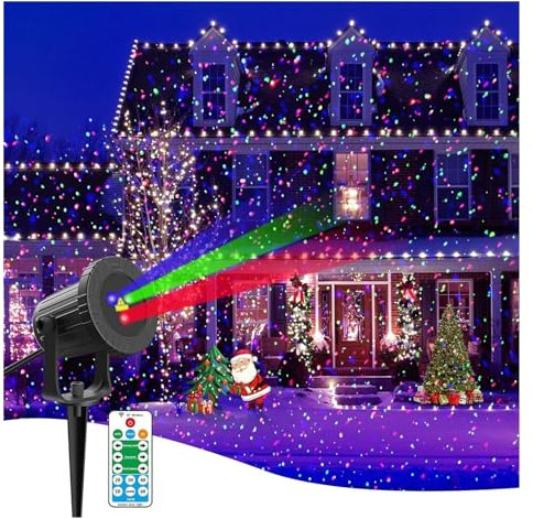 Projecteur de Noël extérieur, lumières RVB 3 couleurs et spectacle de lumière d'étoiles, projecteur de vacances, décorations de Noël for cour/maison/jardin/fête, cadeau de Noël, décoration d'intérieur