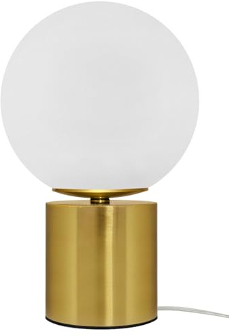 Vintage Brass Table Lamp Opaque Glass Shade Bedside Light Frosted Globe Desk Lamp H3139F