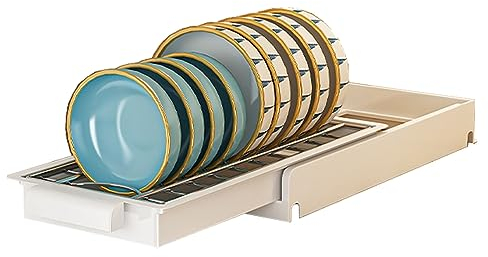 Tissting Ausziehbarer Schrank Organizer 15,5 x 35,8 cm Edelstahl Schubladenaufbewahrung Regal mit Griff, Speisekammer Organizer für Küche, Badezimmer, Zuhause(Weiß)