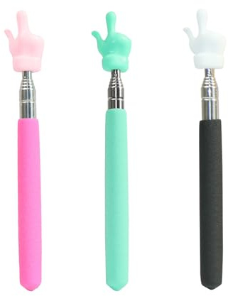 iHMeiju 3 punteros telescópicos para profesores, mini puntero de mano extensible, puntero de mano, puntero retráctil para enseñanza, puntero retráctil para escuela primaria, suministros para maestros