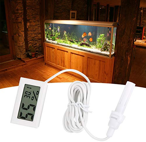 Higrómetro, Higrómetro LED Digital, Termómetro Digital para Interiores y Exteriores Higrómetro Medidor de Humedad Digital Integrado con Sonda, Termómetros para Interiores (WHITE)