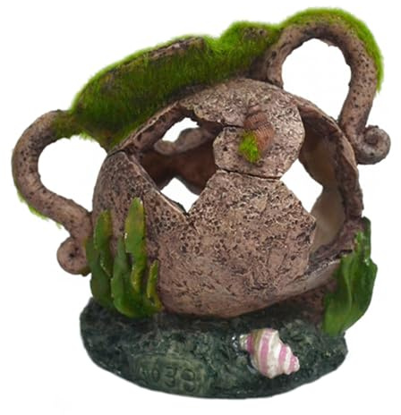 Toddmomy 1pc Simulated Moss Hiding Pot for Fish and Shrimp Shelter Realistic Mossy Jar Aquarium Decoration for and Saltwater Fish Tanks Lightweight and Safe for