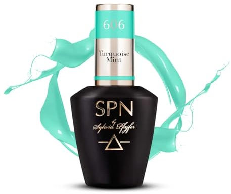 SPN Nails Professional 606 Turquoise Mint Green UV LaQ Gel Nail Polish 8ml, High Pigmentation, Medium Thick, Soak Off UV/LED Lamp, Quick-drying Salon-Lasting Manicure,Nail Art DIY at Home