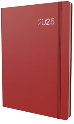 Collins Legacy 2025 Planer – A4 Tagesansicht, Terminplaner (mit Terminen) – Rot – (CL41.15–25) – Professioneller Tagesplaner mit Soft-Touch-Einband