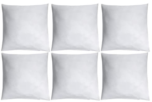 Home4You Kissenfüllungen 6er Set - Weiß - Faserbällchen - 40 x 40 cm