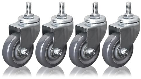 Schwerlastrolle M12 Gewinde Vorbau Lenkrollen 4er SET, 63mm 75mm 100mm Keine Spuren & Leise Polyurethan Möbelrollen 360°Drehbar Doppelkugellager Industrierollen, (4 Stück)(75mm)