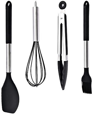 Küchenutensilien-Set, hochhitzebeständig, Schneebesen, Backschaufel, Bürste, Silikon-Grillzange für den Haushalt