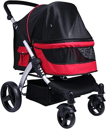 Großer Hundewagen für große Hunde – atmungsaktiver Reise-Katzen-Kinderwagen – verstellbarer Griff für Katzen und Hunde – geräumige und komfortable Fahrt