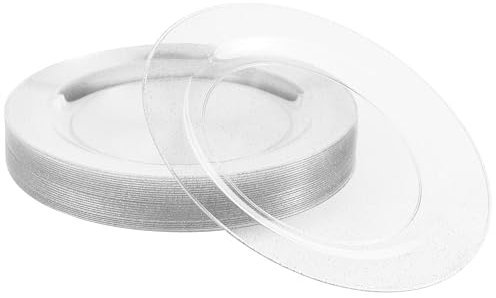 MATANA 25 Assiettes en Plastique Rigide Élégantes & Réutilisables à Paillettes Argentées (26cm) - Assiettes Plates Solides pour Mariages, Anniversaires, Baptêmes, Fêtes