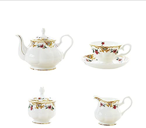 KHYTEBV Set di Tazze da tè in Stile Palazzo Set di Tazze da tè Set di Tazze da tè pomeridiane in Stile Europeo Set di 6 Tazze e piattini Britannici Set di teiere Decorative Display