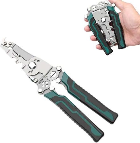 18 in 1 Foldable Wire Stripper,Multifunctional Wire Stripper Crimper Cable Cutter Pliers,Electrician Pliers Tools and Cable Strippe for for Cutting,Stripping,Crimping,Shearing