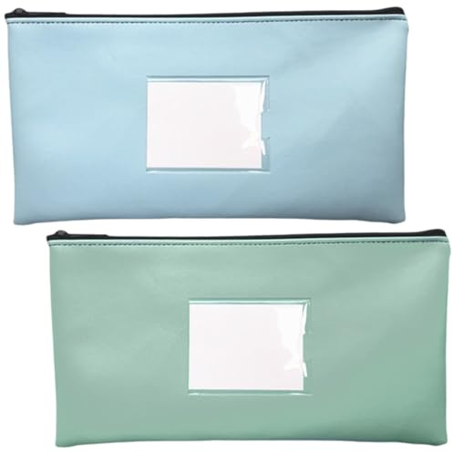 NJCXOLA 2 Stück Banktaschen aus Kunstleder 28.5x15 cm Geldtasche für Dokumente Geldmappe für Business,Haushalt,Schule