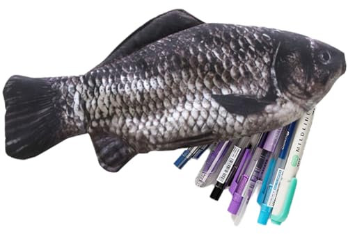 ZEPIQOR 1 pcs Fisch Geformt Federmäppchen Neuheit Fisch Federbeutel Fisch Geldbörse Lustige Federmäppchen mit Gepolstertem Dickschaum Futter für Schule Klassenzimmer