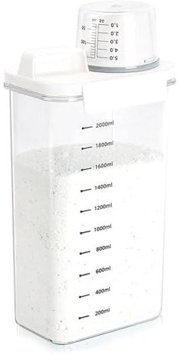 POHOVE 2300 ml Washing Powder Storage with Measuring Cup, Transparent | Airtight Laundry Detergent Dispenser, Laundry Pods Storage Container, Storage Container for Detergent, Food Container