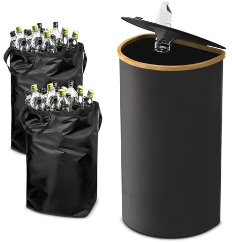 Mapille 100L Raccoglitore di Bottiglie con Foro,con 2 Borsa Interna Rimovibile,Pattumiera Differenziata per Bottiglia,per Bottiglie di Plastica,Barattoli e Bottiglie di Vetro