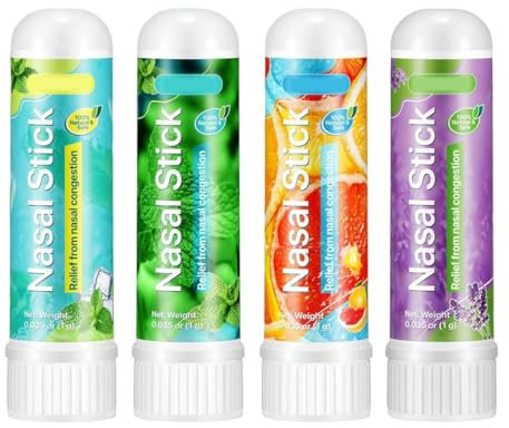 SHANHUHAI 4 Stück inhalierstift inhalationsgerät nasal dilator Schnelle Hilfe Von Einer Verstopften Nase, Verbessert die Atmung und Steigert Den Fokus, Bietet Frische Kühlung Sensation