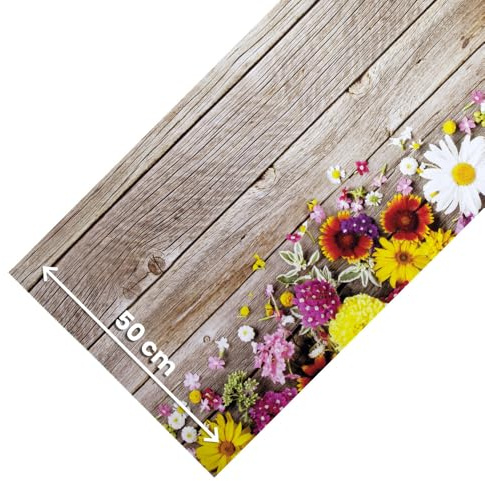 OLIVO.shop Tappeto Cucina Antiscivolo Lavabile, Passatoia Cucina Pvc, Tappeto Cucina in Pvc Gomma, Tappeto Corsia per Cucina JOKE (COLOR FLOWERS, 50x180 cm)