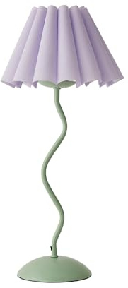 ValueLights | Wiggle Lilac Pleated Scallop Lamp Shade Moss Green Metal Table Lamp and LED Bulb | Table Lamps, Home Décor & Improvement Essential | Included LED Bulb