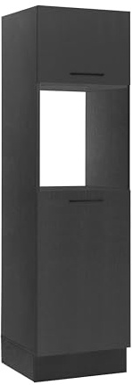 Turin Einbauschrank für Kühlschrank und Backofen in Schwarz - Geräumiger Hochschrank Küchenschrank mit viel Stauraum - 60 x 210 x 57 cm (B/H/T) | Geräumiger Hochschrank für die Küche mit Klappe, schwarze Bügelgriffe aus Metall, 60 x 210 x 57 cm (B/H/T), mit Stauraum
