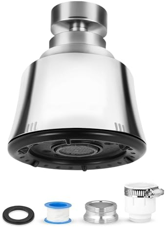 MOXYOY Kitchen Tap Spray Head, Tap Adapter for Kitchen Sink, 360° Rotatable, Kitchen Tap Aerator with 4 Water Flow Modes, Universal for Most Conventional Taps, Suitable for Bathrooms, Kitchens