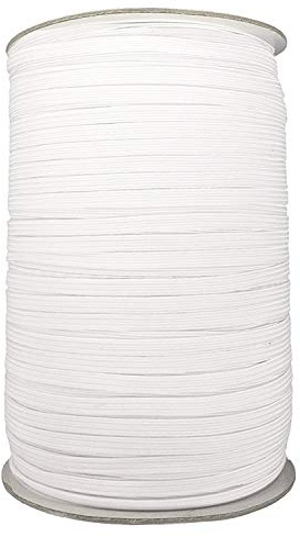 Banda elástica plana de 6 mm, cordón elástico trenzado blanco de 50 m para costura, manualidades, costura, mercería y ropa, correa elástica de goma de poliéster duradera, color blanco