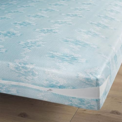 Housse Intégrale pour Matelas avec Fermeture Éclair avec Zip – Extensible Jusqu’à 25 cm – 100% Polyester 3 Tailles Disponible (90 x 190 CM)