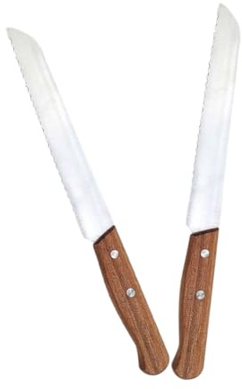 Alipis 2pièces Lot De Couteaux à Pain Avec Manche Bois Dentelé Pour Trancher Pain Artisanal Et Viennoiseries Coupe Précise Et Facile Acier Inoxydable