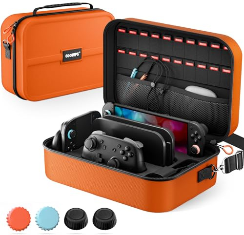 ZOZOVR COOWPS Switch 2 Case for Nintendo Switch 2, with 4Pcs Thumb Grips, 20 Game Card Slots, Portable Full Protection All in One Travel Storage Case for Switch 2 Console Pro Controller Accessories