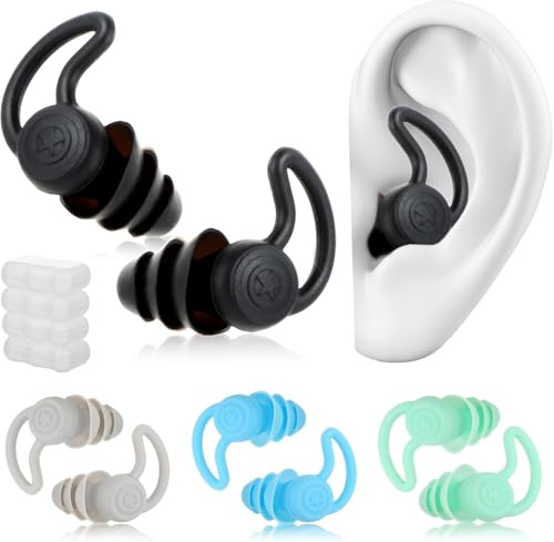 FUGLUS Tapones para Oídos de Natación para Adultos 4 Pares, Silicona Suave Impermeable Reutilizable, Protección Auditiva para Natación, Ducha, Surf, Buceo y Deportes Acuáticos