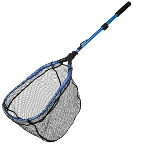 Volakebeing For Retractable Folding Fishing Net 107cm Aluminum Alloy Landing Net for Pond Fishing with Floating Water Function, 2-Section Telescopic