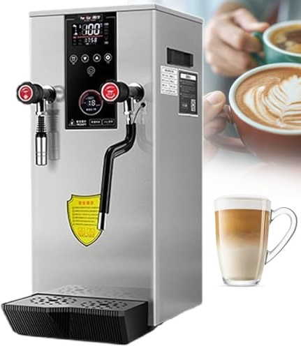lilishangmao Espumador De Vapor Y Hervidor Rápido Comercial De 12 L Y 2500 W - Espumador De Leche Profesional, Tanque Interior De Acero Inoxidable, Pantalla De Temperatura Y Manómetro De Vapor Grey
