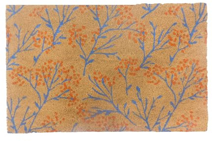 Relaxdays Fußmatte Kokos 80x50cm, Türvorleger Zweige, rutschfest, wetterfest, Fußabstreifer innen & außen, Mehrfarbig