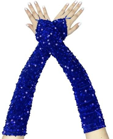 NaLatia Glitzer Fingerlose Handschuhe Damen Pailletten Handschuhe Abendhandschuhe Ellenbogen Lange Glänzend Tanzhandschuhe Hochzeit Braut Armstulpen für Abschlussball Karneval Halloween