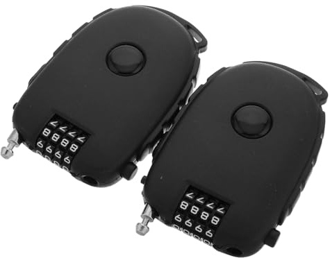 VICASKY 2pcs Portable Retractable Steel Cable Bike Locks with Combination for Strollers and Luggage, Lightweight Flexible Extendable Wire Locks in Black for Outdoor Cycling Security