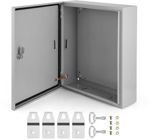 Aptliton Electric Enclosure Box IP66 Waterproof, Metal Junction Box, Wall Mounted Steel Electrical Cabinet with Lock & Mounting Plate for Outdoor