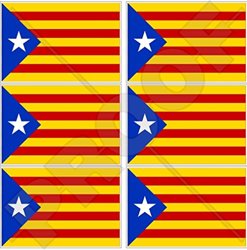 Mini-Aufkleber, Motiv: Katalonien, Katalonien, Unabhängigkeit, Spanien, Estelada, Blava, Spanien, 40 mm, Vinyl, 6 Stück