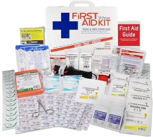 OSHA & ANSI First Aid Kit, 50 Person, 209 Pieces, Indoor/Outdoor Emergency Kit for Office, Home or Car, ANSI 2021 Class B, Types I, II & III, Gasketed for Weather and Moisture Resistance, Made in USA
