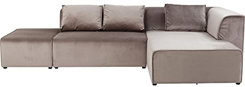 Kare Design Sofa Infinity Velvet Grau Exclusive, Polstersofa, Big Sofa, Lounge Sofa, Wohnzimmer Couch mit Sofakissen, individuell kombinierbar (H/B/T) 71x310x185cm