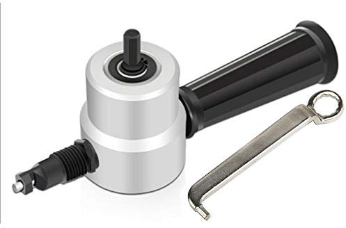 Roditrice per lamiera, Roditrice a doppia testa, Attacco per trapano regolabile a 360 gradi con chiave inglese per la riparazione e la manutenzione (D'argento)