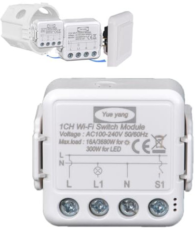 Yueyang Interruttore Intelligente Luce, 16A mini wifi Smart Switch module Compatibile con Alexa e Google Home, DIY Smart Home, smart life app (1)