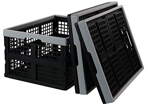 Jekiyo 34-Liter Folding Crates Storage, Collapsible Container Plastic, Set of 3