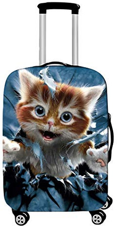 Elastisch Kofferhülle, DOTBUY 3D Reise Kofferschutzhülle Gepäck Cover Reisekoffer Hülle Schutz Bezug Schutzhülle Waschbare Reisetasche Kofferbezug (Kätzchen,XL (30-32 Zoll))