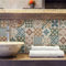 RE-COVERTILES - Fliesenaufkleber Badezimmer und Küche 24 Stck 10x10 cm - PS00207 PVC-Wanddekoration Wasserdicht Fliesen Mosaik Stil Azulejos-Zementfliesen